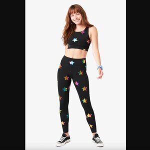 Terez UpLift Leggings in Black Rainbow Star Foil - 27" Inseam Size S